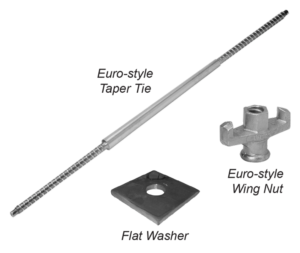 Heavy Concrete Forming Accessories - Euro Threaded Taper Ties, Plate Washes, Wing Nuts